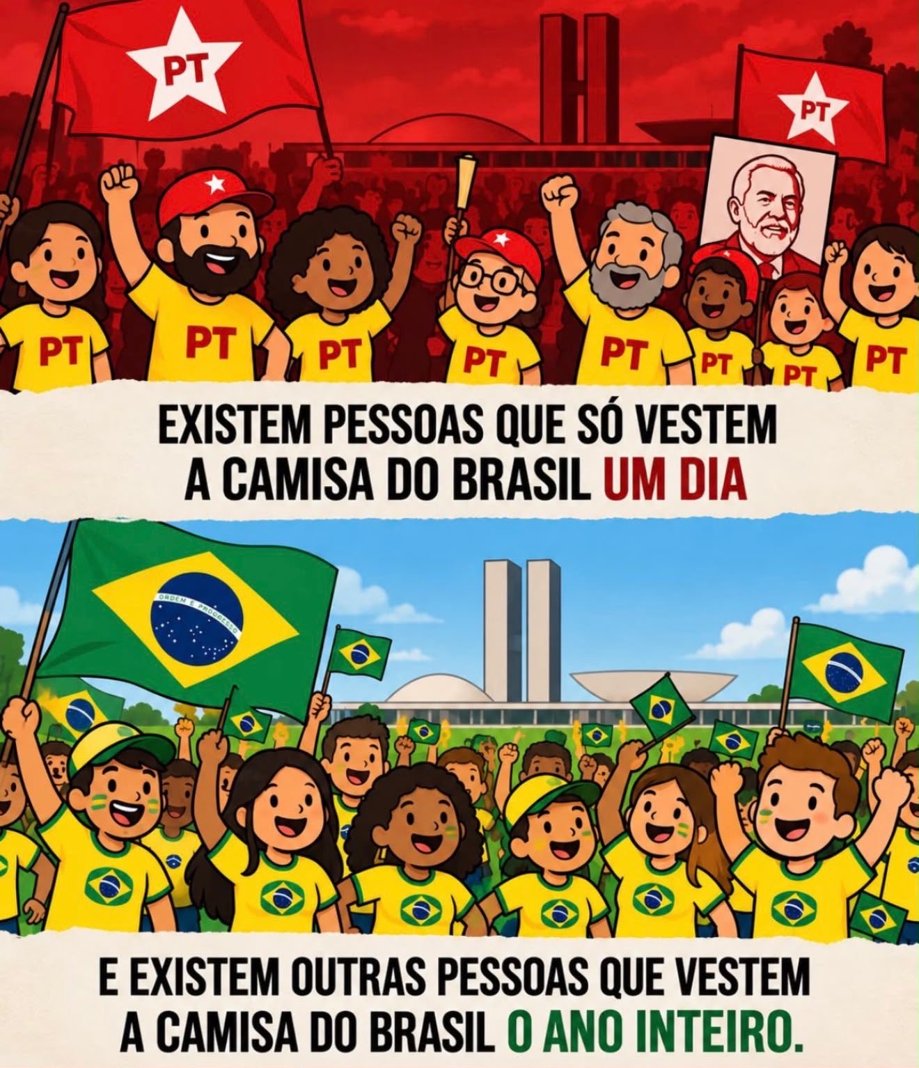 Tem gente que só veste a camisa do Brasil um dia
